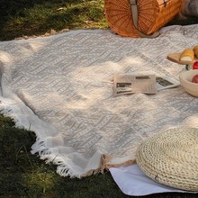 法式户外白色地垫野餐布草地露营毯子野餐垫拍照道具沙滩垫桌布