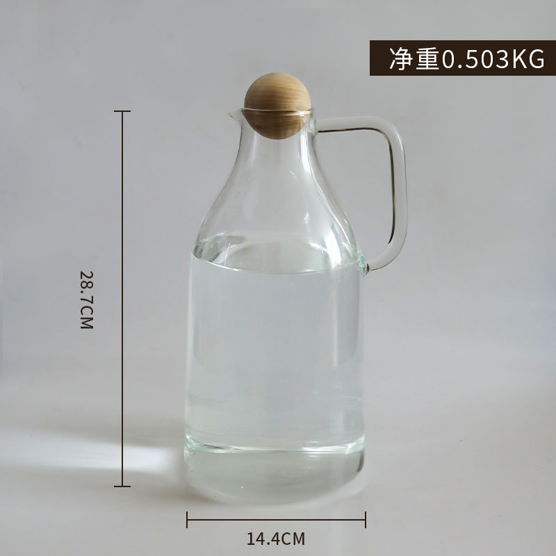 Taza de agua fría de vidrio resistente al calor, tetera de té de gran capacidad, taza de agua fría blanca resistente a altas temperaturas, tetera de jugo de fruta