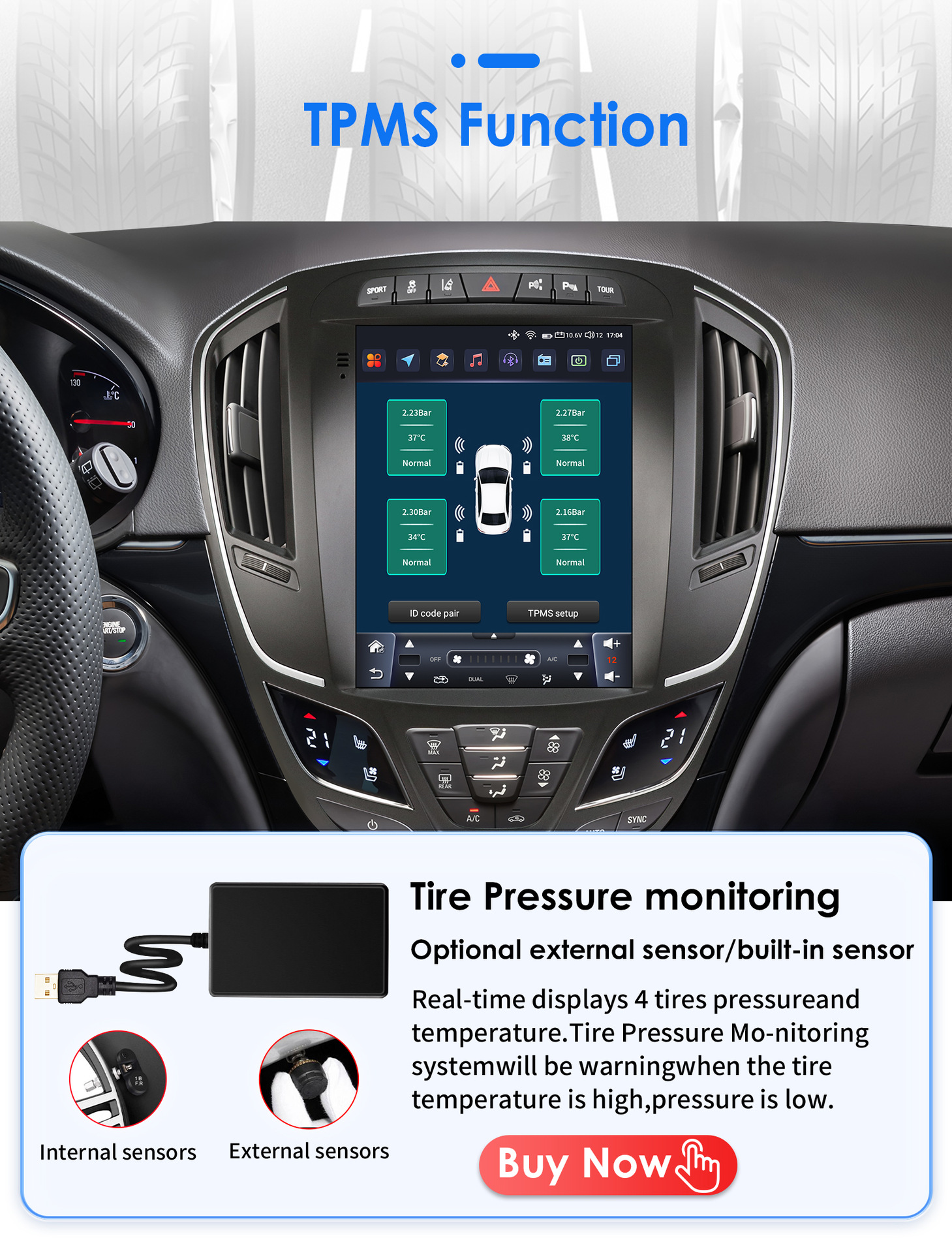 9.7inch Suitable for 2014-2018 Buick Regal/Opel Insignia Car-Mounted Vertical Screen Android Navigation Gps