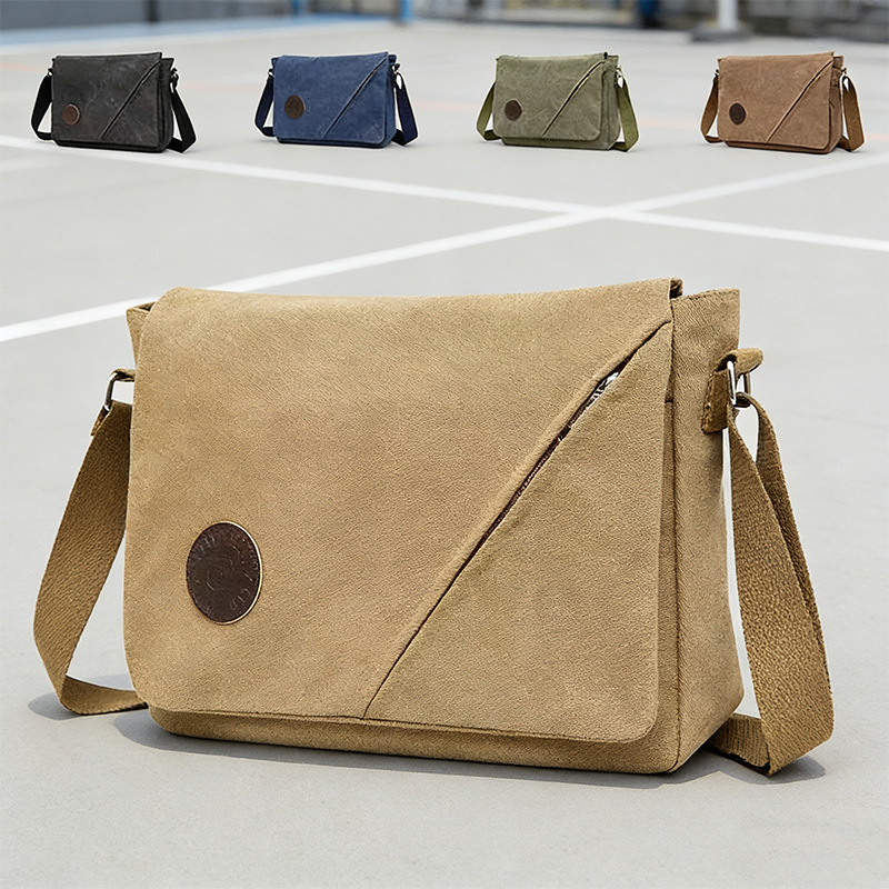 Retro Canvas Messenger Bag, Large Capacity Shoulder Bag, Men's Casual Crossbody Bag, Factory Direct Supply