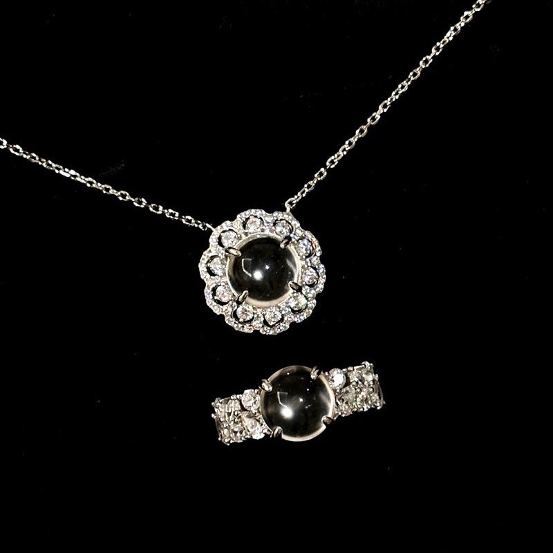 Collier en argent pur pour tout le corps avec chaîne de clavicule en jade et mousse d'eau, bijoux Xiancan, nouveauté, luxe léger, vent frais_voghion.com