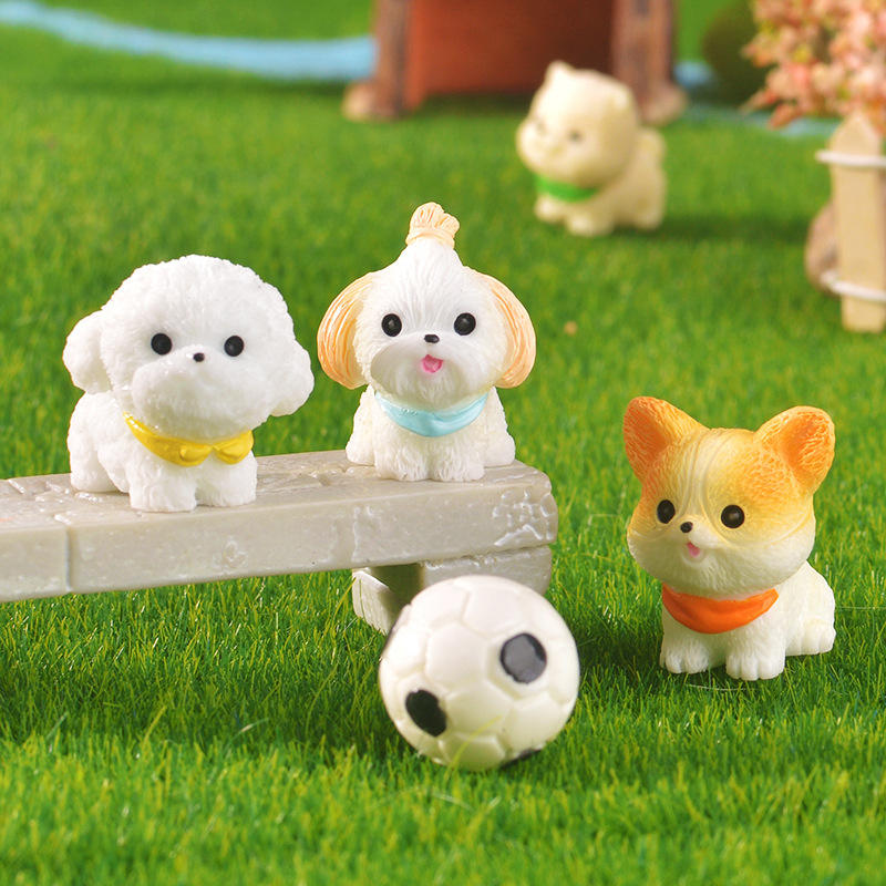 マイクロ風景装飾品シミュレーションよだれかけ子犬かわいい人形ホームカーレジン diy クラフト装飾装飾品|undefined