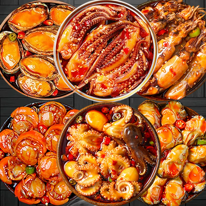 Острый обжаренный абалоновый устрица мясо готовые к употреблению охладённая консервированная острая морепродукты приготовленная еда консервированные закуски интернет-кулинарии