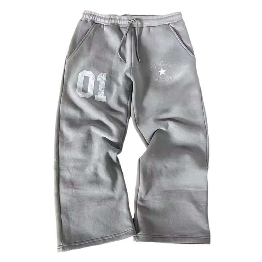 Tarpvalstybinės europietiškos ir amerikietiškos mados raidėmis margintos kelnės tampriu juosmeniu, laisvu, madingos vyriškos ir moteriškos sportinės kelnės_voghion.com