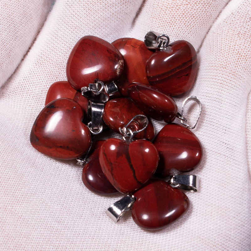 Transfronterizo Amazonas polvo de cristal caballo colgante 16mm pequeño corazón de melocotón regalo de día de San Valentín colgante de gemas naturales en forma de corazón