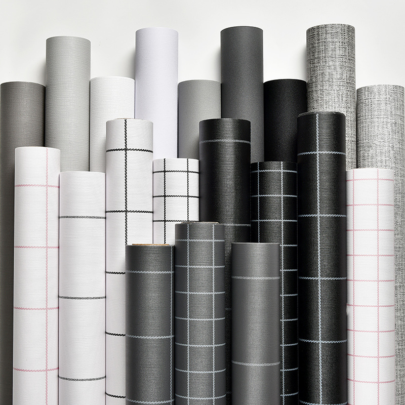 Wholesale Thickened PVC Self-Adhesive Wallpaper Nordic Bedroom Furniture Renovation Sticker Solid Color White Waterproof Self-Adhesive Wallpaper 