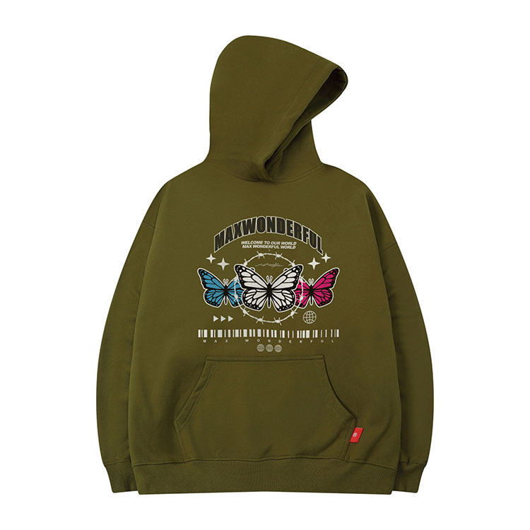 Vêtements pour hommes pull à capuche couleur lourde sweat-shirt papillon 400G velours léger plus velours style couple ample_voghion.com