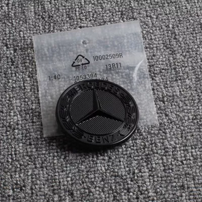 Mercedes-Benz hood emblem, flat design, for ML320, ML350, ML400, ML500, ML63 models; modified glossy black front hood emblem