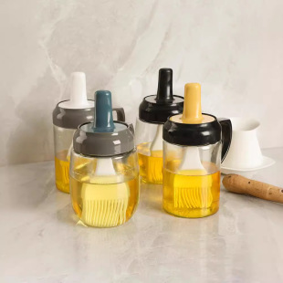 Oil Brush Oil Bottle Integrated High Temperature Resistant Kitchen with Bottle Silicone Glass Oil Pot Household Brush Barbecue Tools Supplies