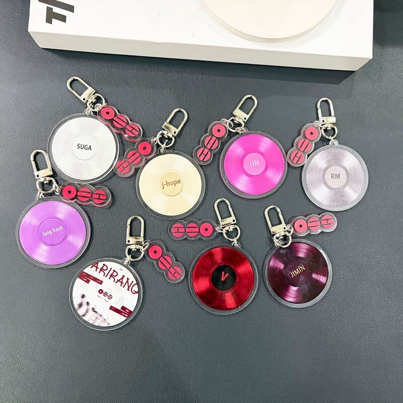 Cross-Border Bts Acrylic Keychain, World Tour Commemorative Vinyl Record Pendant