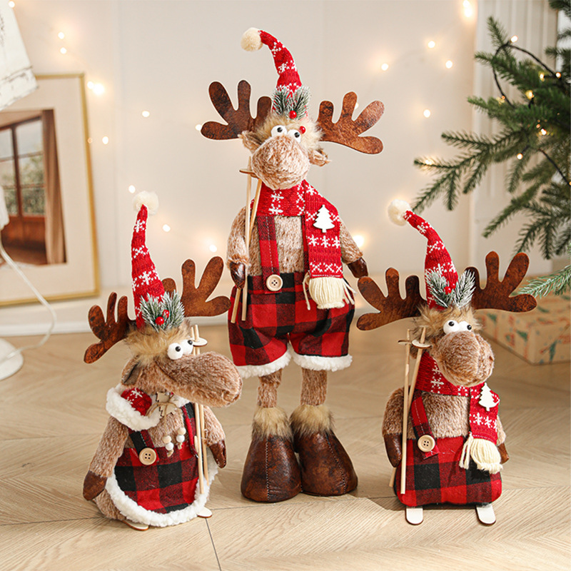 Transfronterizo nuevo estilo de Navidad muñeca de Navidad alce decoración de ventanas de decoración de atmósfera de regalos de Navidad en stock