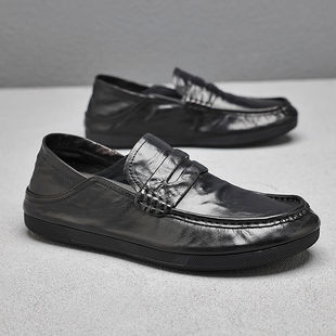 2023 New Men's Loafers Trendy Korean Style Versatile Slip-On Driving Casual Leather Shoes