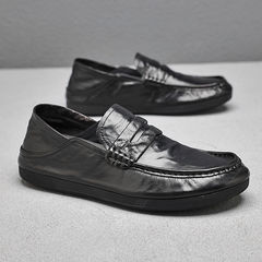 Men's 2023 New Soybean Shoes, Loafers, Trendy, Korean Style, Versatile One-Piece Driving Leisure Leather Shoes