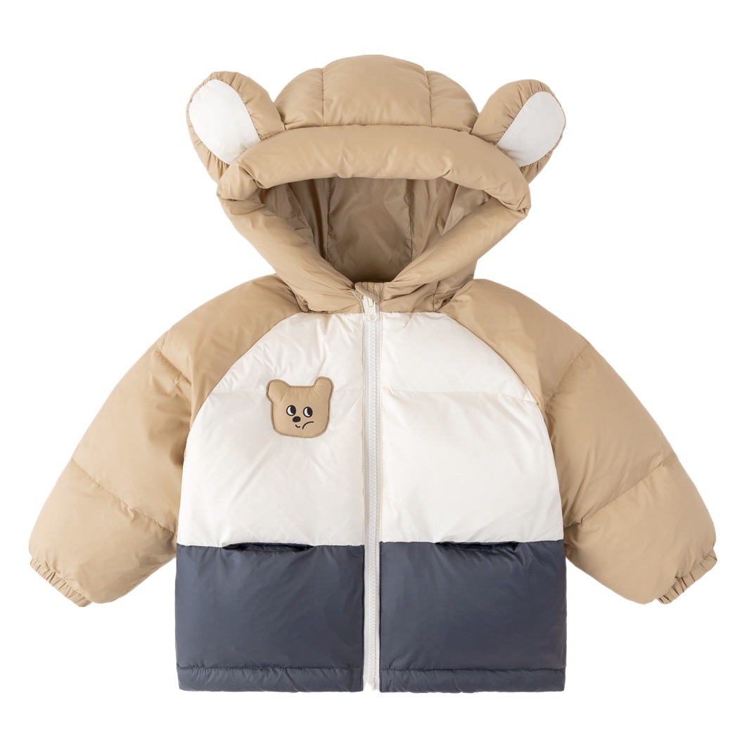 [Nuevo estándar nacional] Chaqueta de plumón de tres pruebas para niños, ropa de invierno para niños, chaqueta de plumón de pato para niñas, top con capucha para bebés