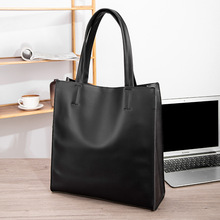 2025新款男士手提包休闲潮流单肩大容量竖款托特包男复古疯马皮质