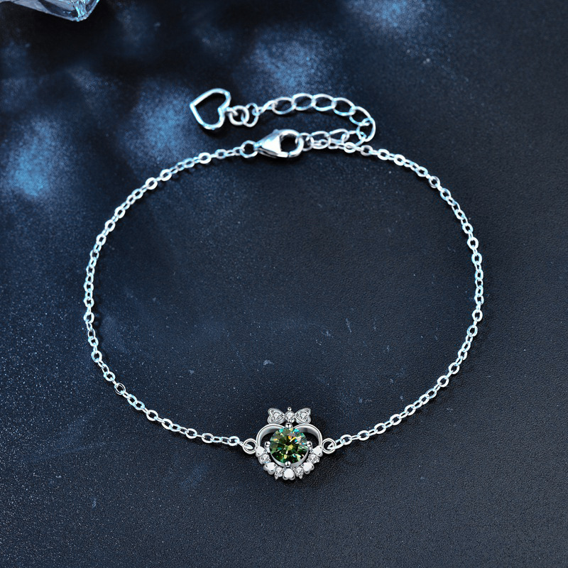 Colorido moissanite pulsera para niñas luz lujo exquisito 925 plata esterlina 50 puntos verde diamante pulsera encantadora soporte vacío