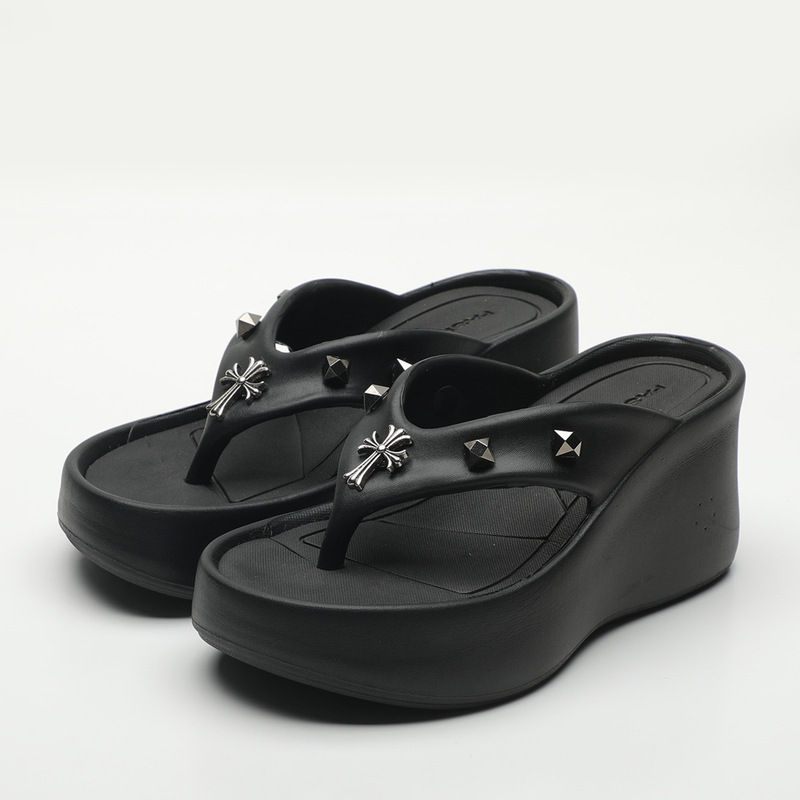 High-heeled flip-flops women's summer outer wear 2024 new non-slip thick-soled fashion heightened punk style slippers High-heeled flip-flops women's summer outer wear 2024 new non-slip thick-soled fashion heightened punk style slippers