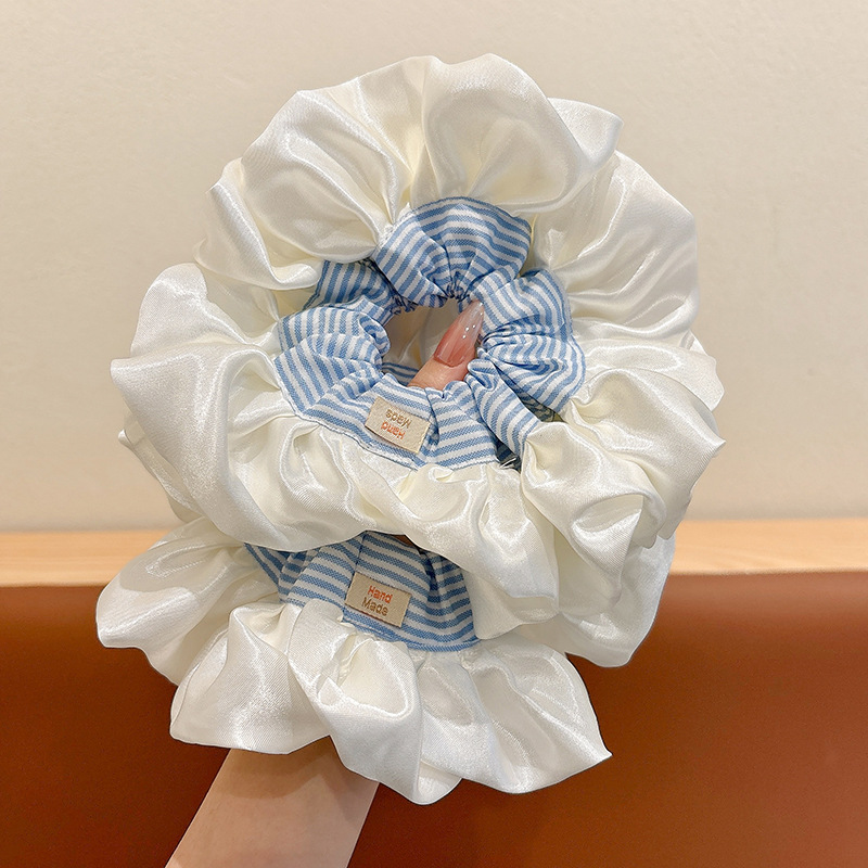 Chica de ballet collar de cabello collar de cabello de encaje a rayas azules de gran tamaño de alta sensación japonesa collar de cabello de cabello dulce