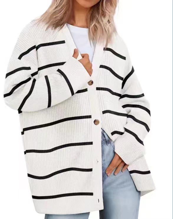 Damen V-ausschnitt Strickjacke Slim Fit Eleganter Pullover_voghion.com