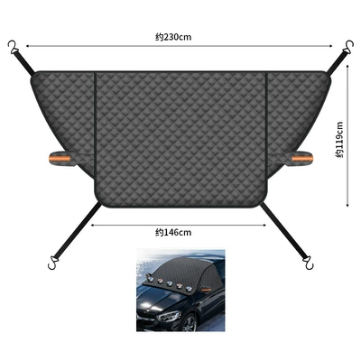 Car Snow Shield, Winter Thickened Magnetic Anti-Frost, Anti-Freeze, Anti-Snow Cover, Car Sunshade, Front Windshield Snow Cover (Car snow shield) - five-magnet-three-window-black