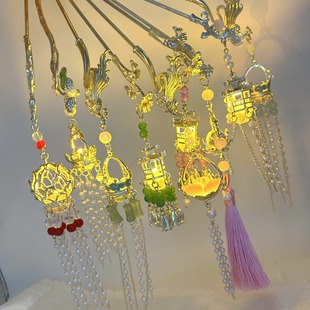 Retro Flow Sou Palace Lantern Lighting Bad high -level sensory light sister -in -law Girl ancient style jewelry Han Yi hair accessories daily versatile jewelry