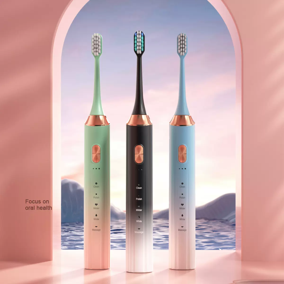 成人声波电动牙刷5档家用软毛USB充电情侣牙刷口腔个护仪器礼品