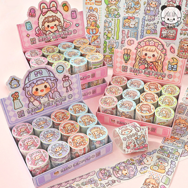 Tilado tape soft and cute sauce 2 meters notebook tape box packing and paper tape cute girl notebook tape 