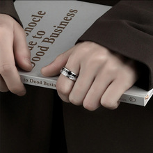钛钢镶钻不掉色戒指男感设计可旋转男士食指个性指环配饰