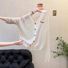 清仓捡漏～专柜撤回白色防晒针织开衫女夏季外搭罩衫短外套上衣