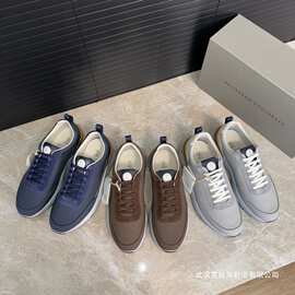 外贸新款男士欧洲透气运动鞋舒适百搭潮流休闲鞋时尚男鞋真皮羊毛