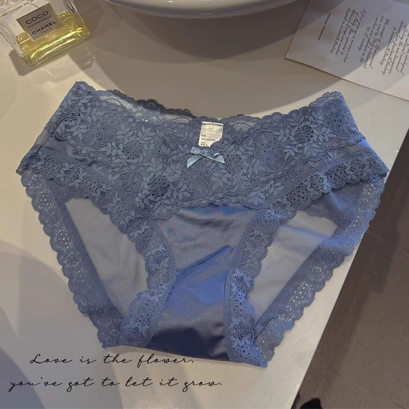 Satin lace ladies underwear sexy semi-transparent pure wind charm girls French low waist hip briefs wholesale