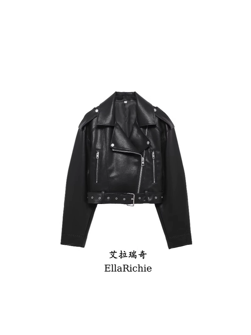 EllaRichie новые 2025 европейские и американские кросс-бордерные кожаные пояса короткая имитация кожаной куртки 3427736