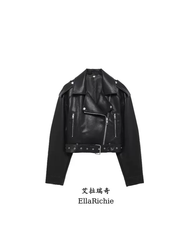 EllaRichie новые 2025 европейские и американские кросс-бордерные кожаные пояса короткая имитация кожаной куртки 3427736