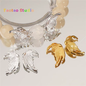 Bright Silver Left and Right Fishtail Wings Spacer Butterfly Spacer Spacer Beads DIY Bracelet Necklace Jewelry Accessories Beading Material