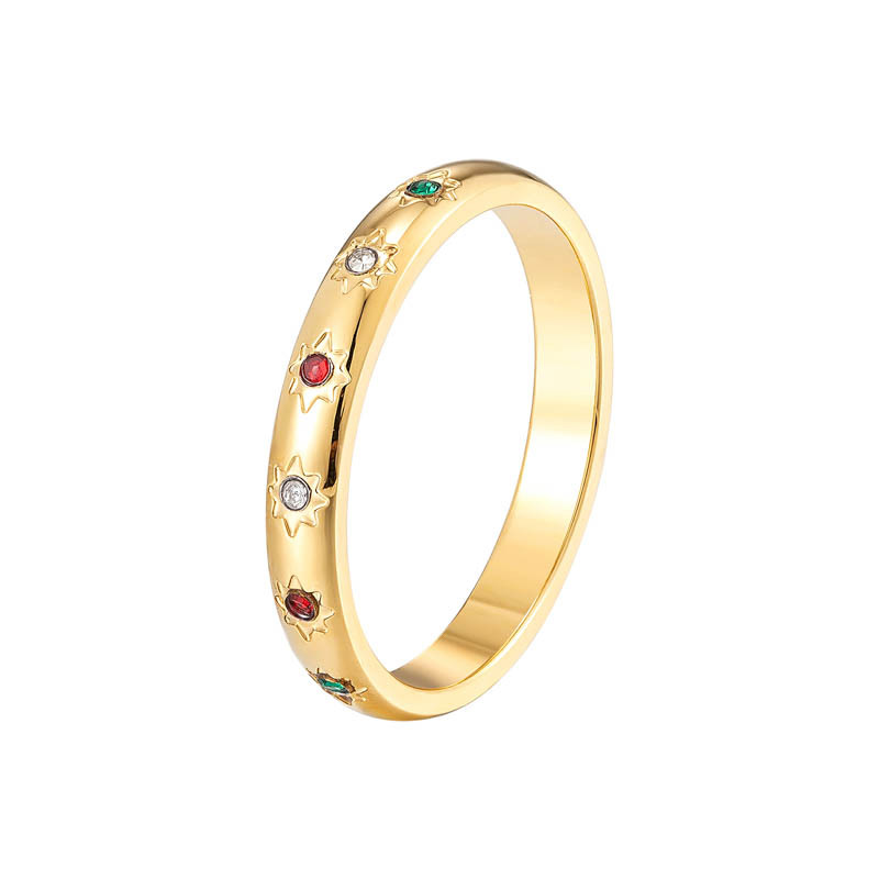 Star Pattern Women'S Gender 1 Piece Simple Style Star Titanium Steel Inlay Zircon Rings