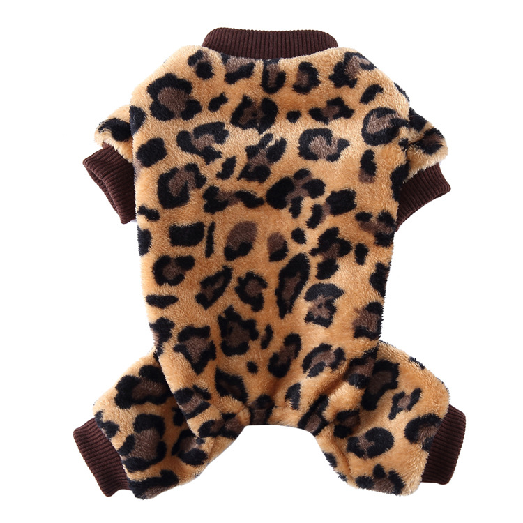 Suministros para mascotas transfronterizos ropa para mascotas leopardo estampado Polka Dot homewear para perros pequeños y medianos invierno felpa casual pijamas para perros
