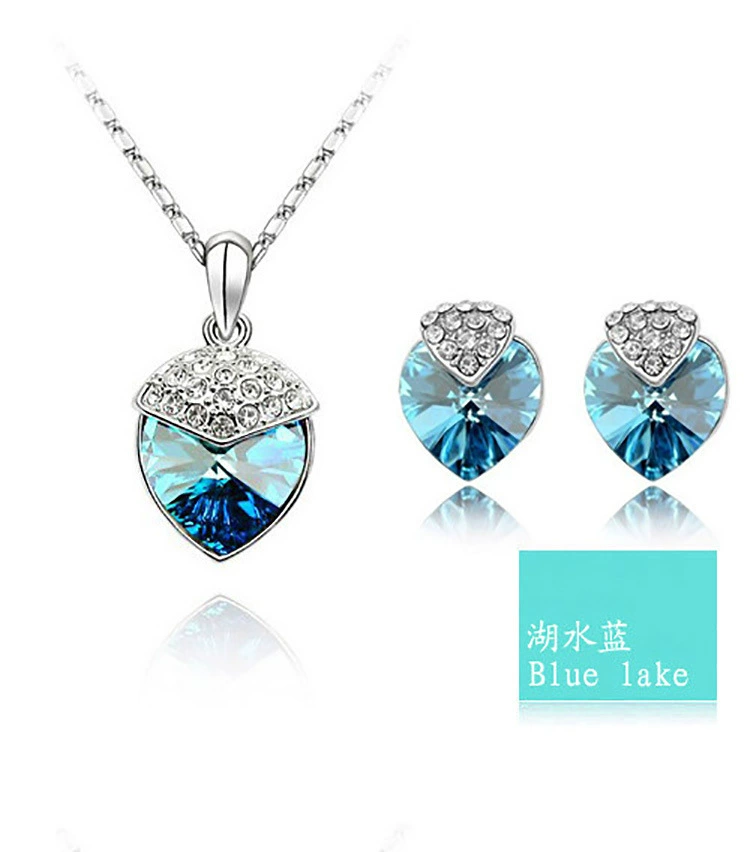 (Cross-border trading), ювелирные изделия, набор сердцеобразное сердце, клубника, кристальные сережки, сережки, ожерелье, европейский стиль, набор 2 предмета