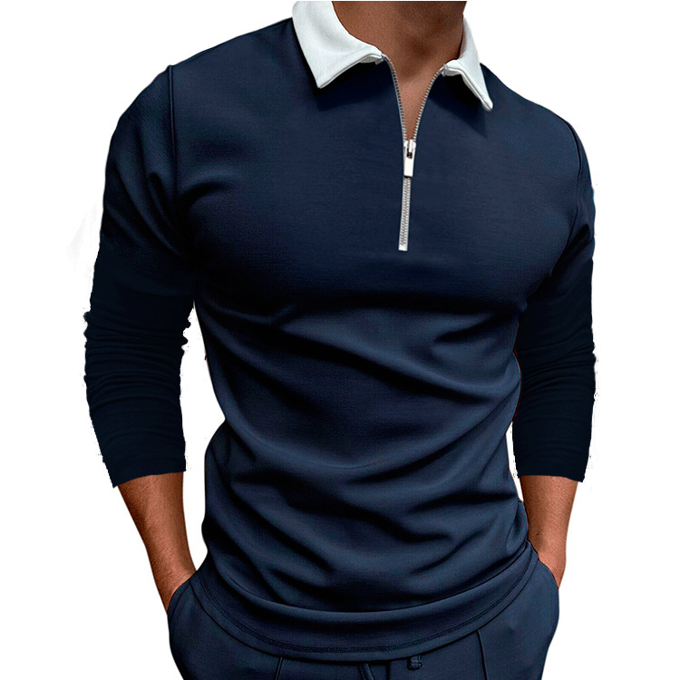 Polo homme slim fit décontracté imprimé fermeture éclair_voghion.com