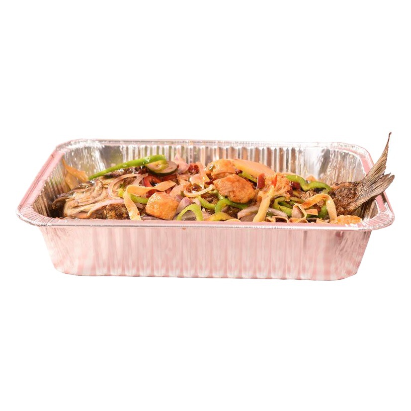 Ding foil disposable takeaway packing box night snack heating tin paper plate aluminum foil box baby grilled fish takeaway packing box