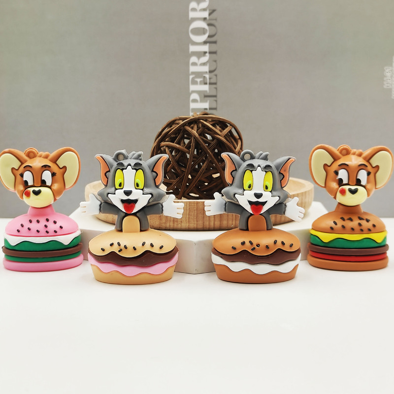 Large New Hamburger Cat and Mouse Keychain Pendant Pvc Glue Bag Pendant Cute Small Gifts Wholesale