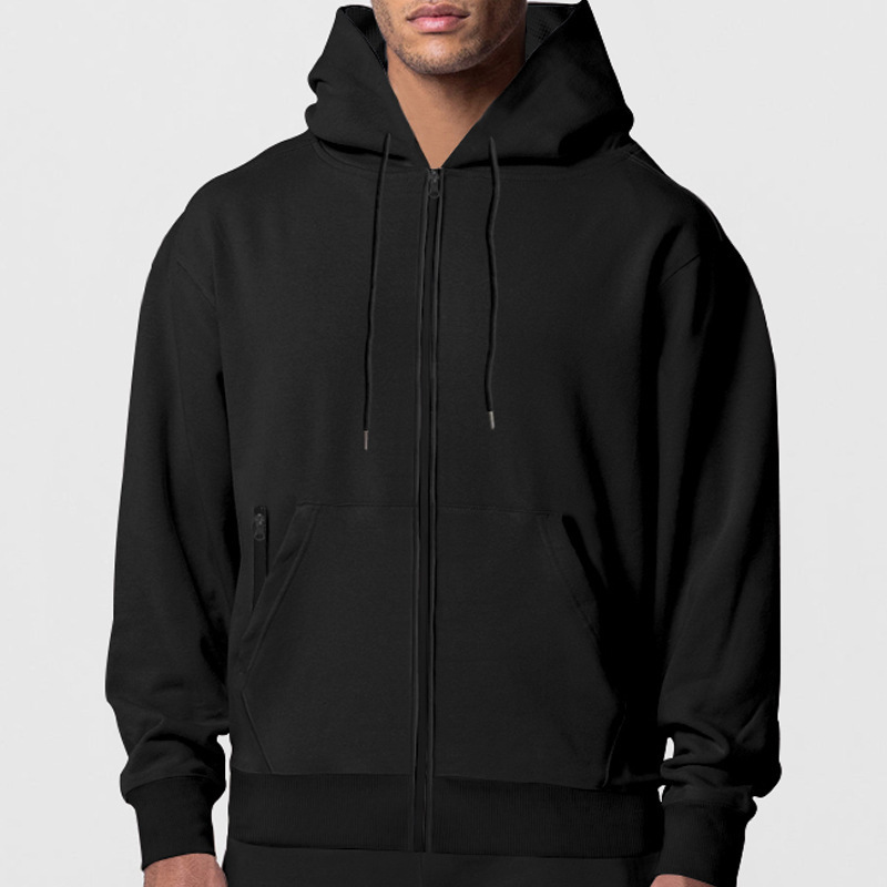 Cross-border E-commerce Autumn Winter Season Solid Color Hooded Fleece Warm Men's Long Sleeve Sweatshirt_voghion.com