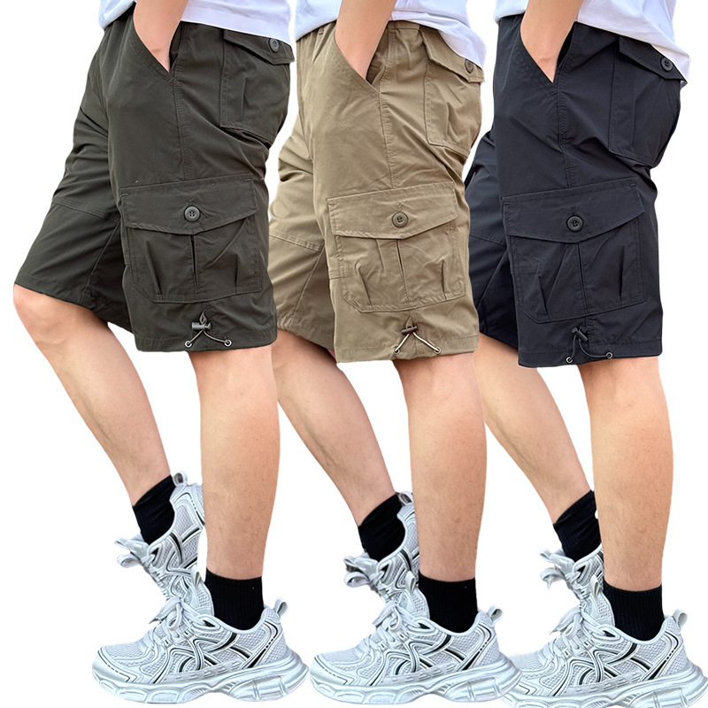 境外夏季薄款工装裤五分裤男大码宽松多口袋休闲裤速干裤加肥加大