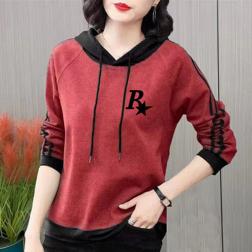 Women's Hooded Sweatshirt 2025 Spring and Autumn Style Korean Loose Youthful Long-Sleeved Women's Top Loose Mother's Upper Garment