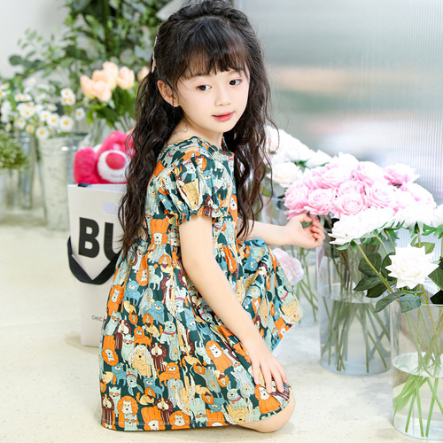 Girls Dress 2024 Summer Korean Princess Dress Baby Girl Children's Clothing Foreign Trade Stall Children's Dress