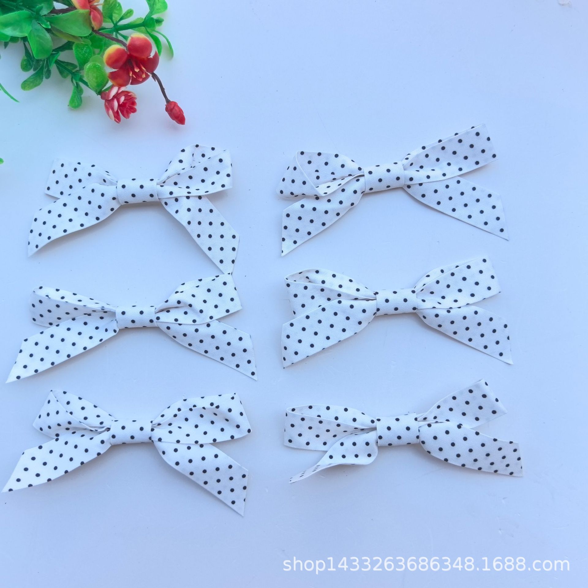 布艺点子少女复古黑白波点蝴蝶结 手工diy发夹头花发卡头饰发饰配