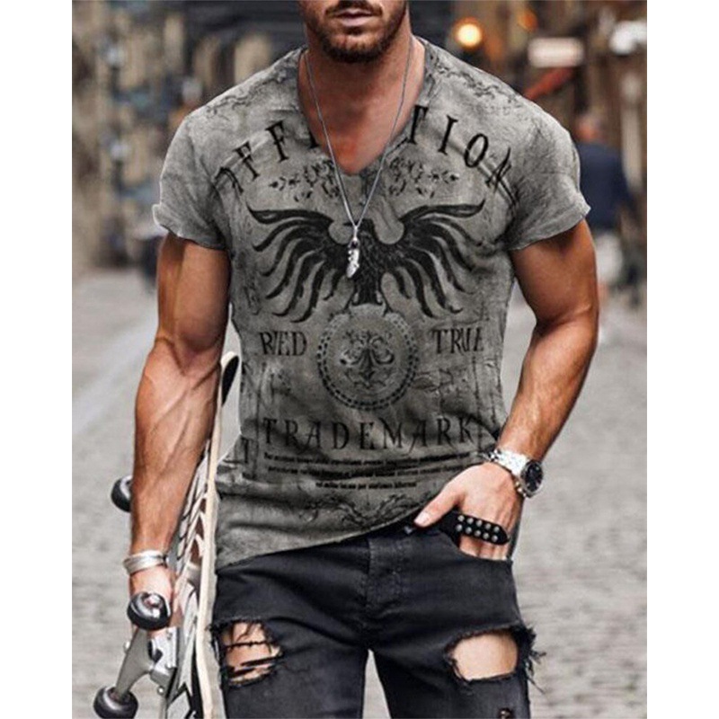 2024 New Wear Printed Casual Fashion Street Men's Short sleeved T-shirt Top_voghion.com