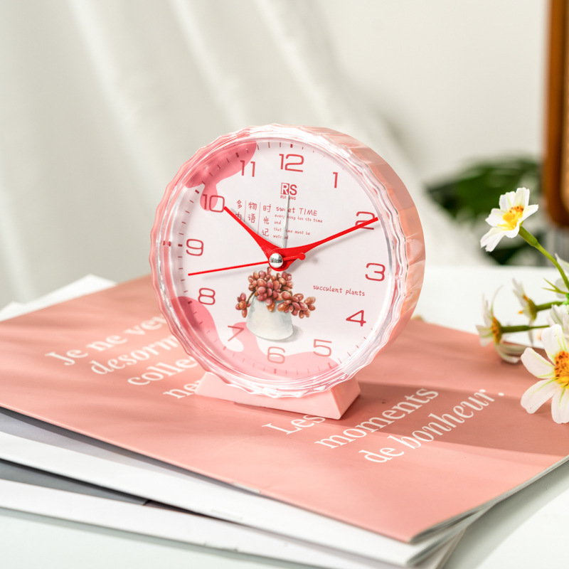 Fábrica directa reloj de cristal despertador redondo simple escaneo silencioso movimiento estudiantes y niños pueden usar atmósfera conveniente