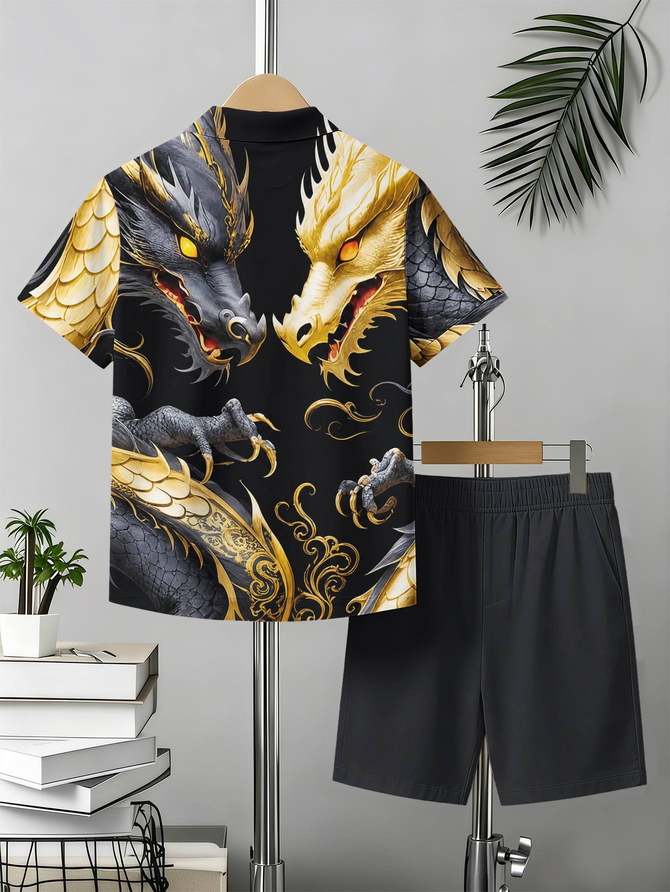 Boys Shirt And Shorts Set With 3d Printed Patterns For Summer_voghion.com