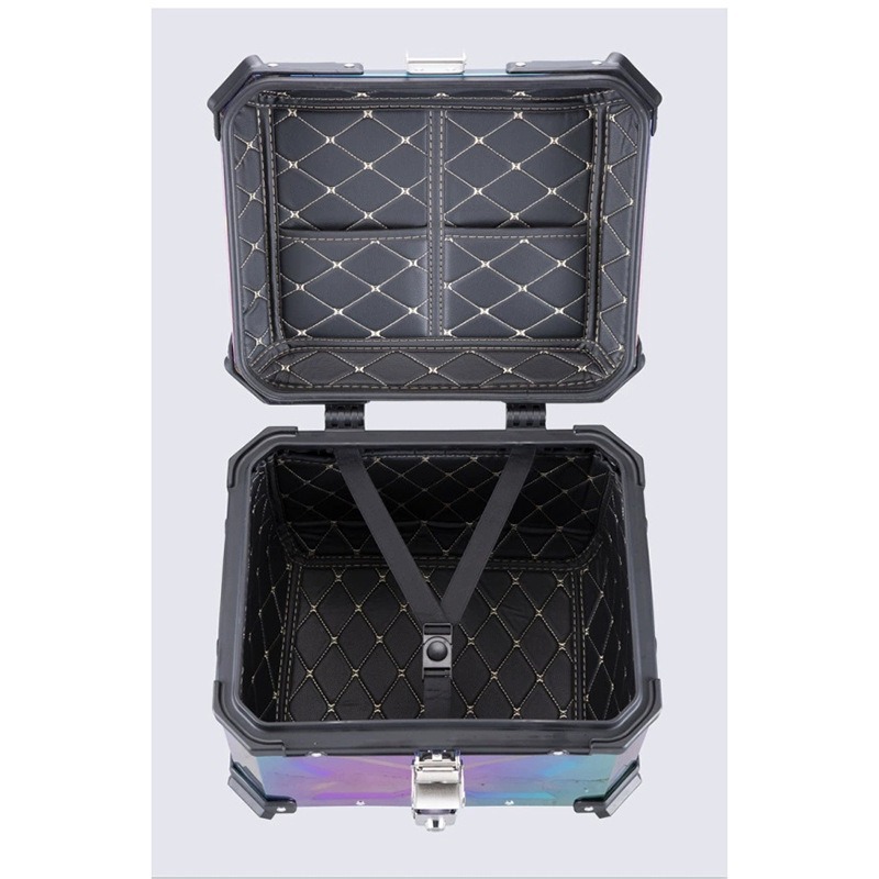 Laser-Colored 45L Embossed Aluminum Alloy Motorcycle Tail Box, Waterproof and Shock-Resistant Quick-Release Storage Box Rear Tail Box