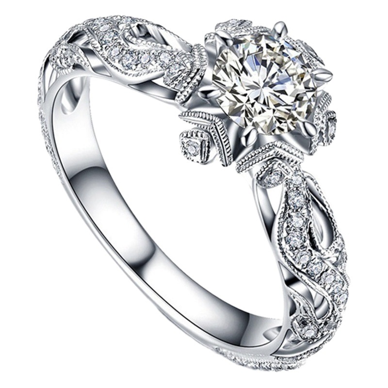 Wish New Diamond Flower Ring Luxury Women's Wedding Engagement Princess Ring Jewelry Diamond Exquisite Design